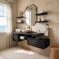 Mid Century Floating Bathroom Vanity Modern Bathroom, solid wood, built to order