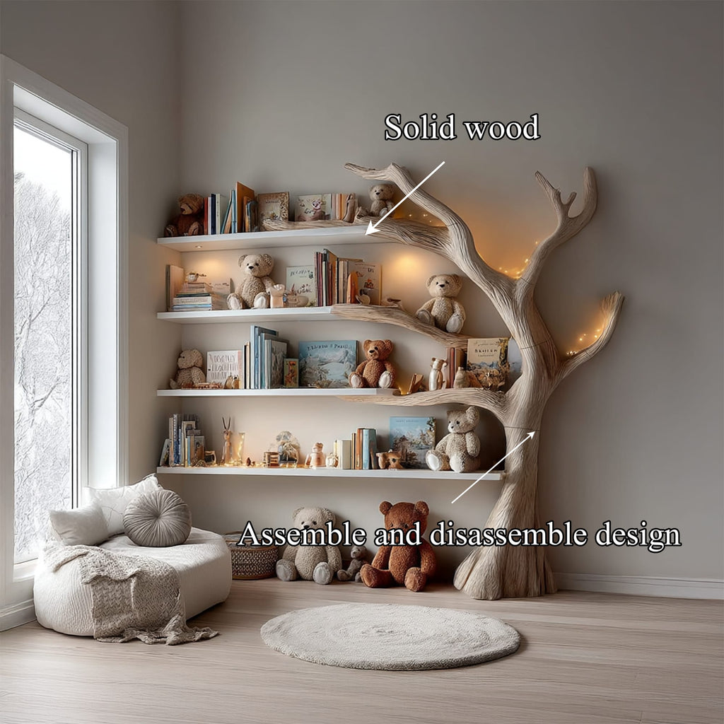 Midcentury Tree Bookcase Study Room Nursery, solid wood, built to order