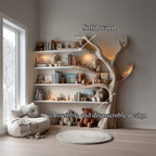 Midcentury Tree Bookcase Study Room Nursery, solid wood, built to order