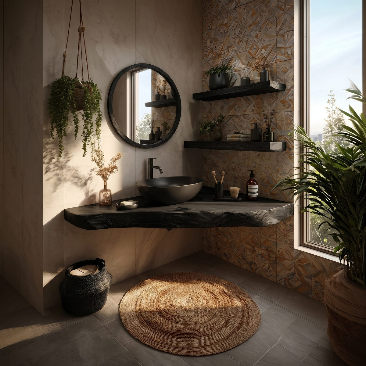 Coastal Wall Mounted Vanity Ocean View Home, solid wood, built to order