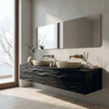 Modern Floating Bathroom Vanity with Wave Texture, solid wood, built to order, view 4