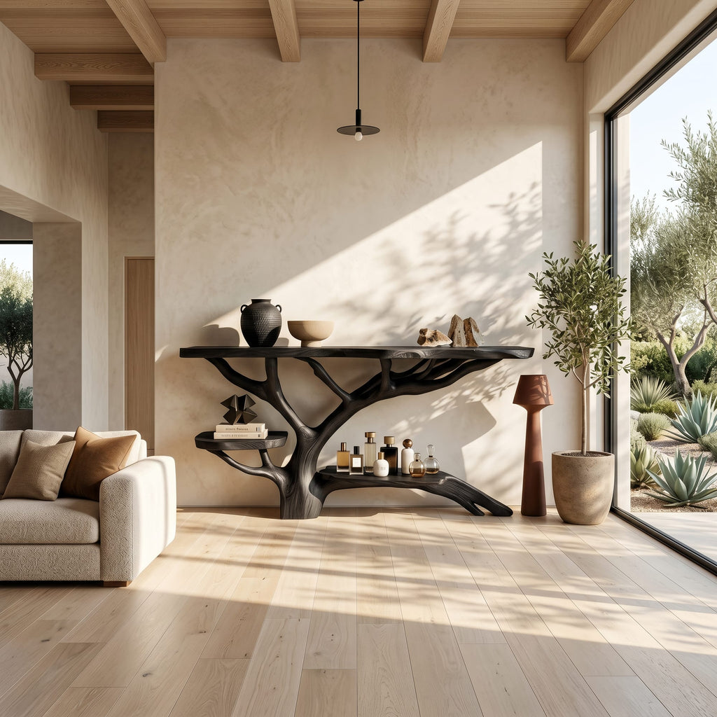 Solid Live Edge Slab Console Table