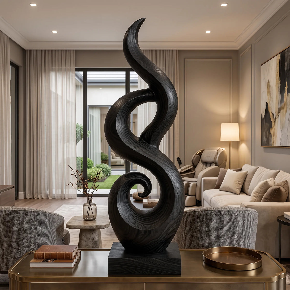 Abstract Wooden Sculpture, solid wood, built to order, view 4