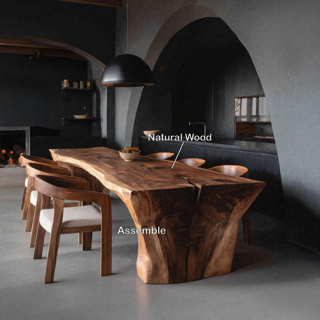 Wabi Sabi Handcrafted Dining Table, solid wood, built to order