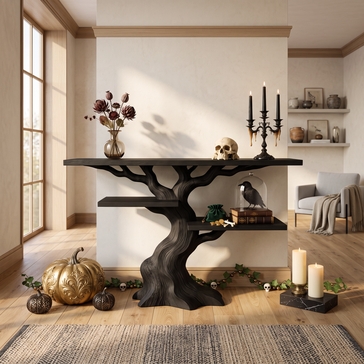 Organic Twisted Tree Sofa Table, solid wood, built to order, view 4