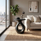 Japandi Twisted Side Table Contemporary Reading Nook, solid wood, built to order