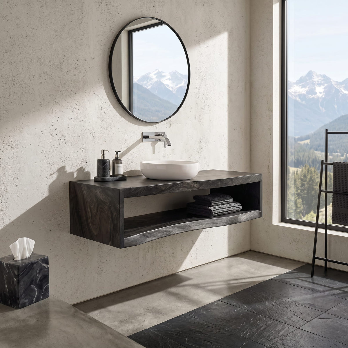 Contemporary Bathroom Cabinet Tropical Villa, solid wood, built to order