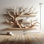 Tree Branch Floating Corner Shelf Mini Bookcase Driftwood, solid wood, built to order