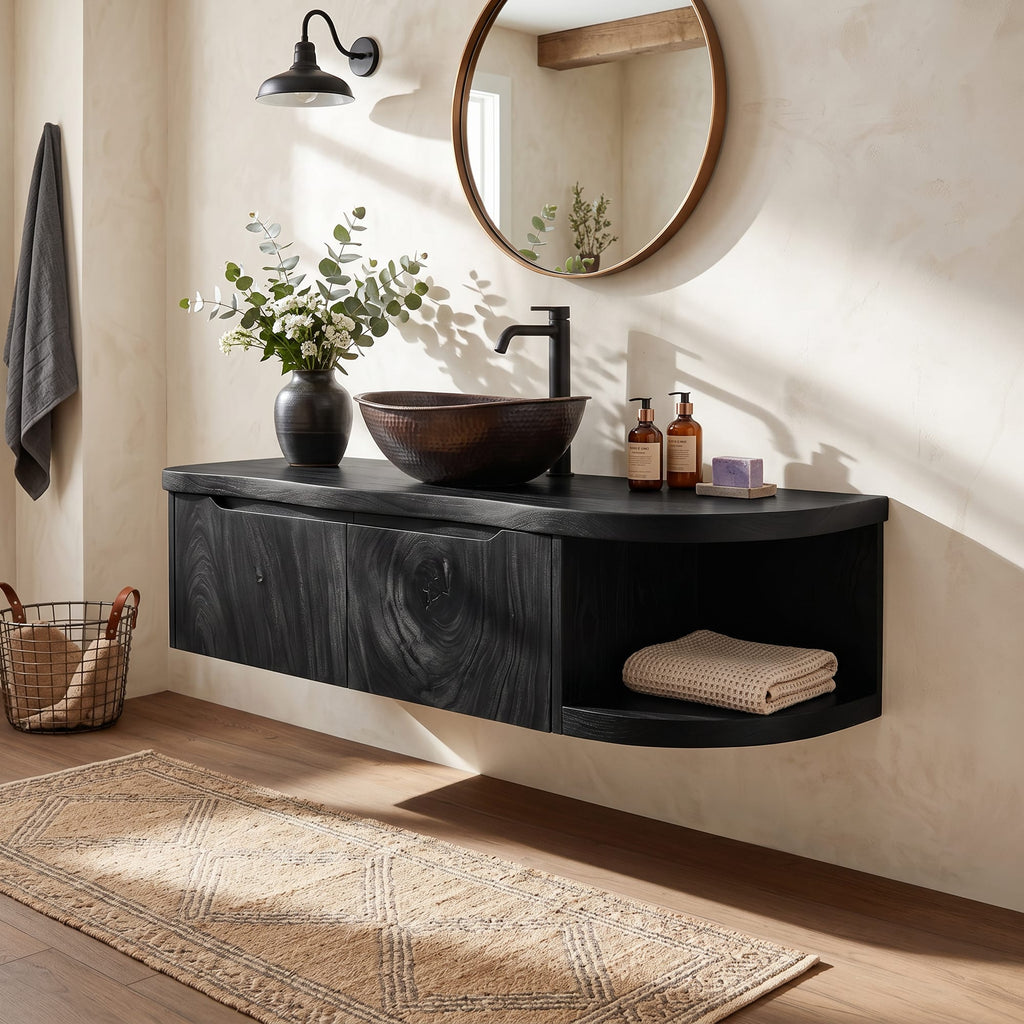 Mediterranean Contemporary Vanity Cabinet Villa, solid wood, built to order