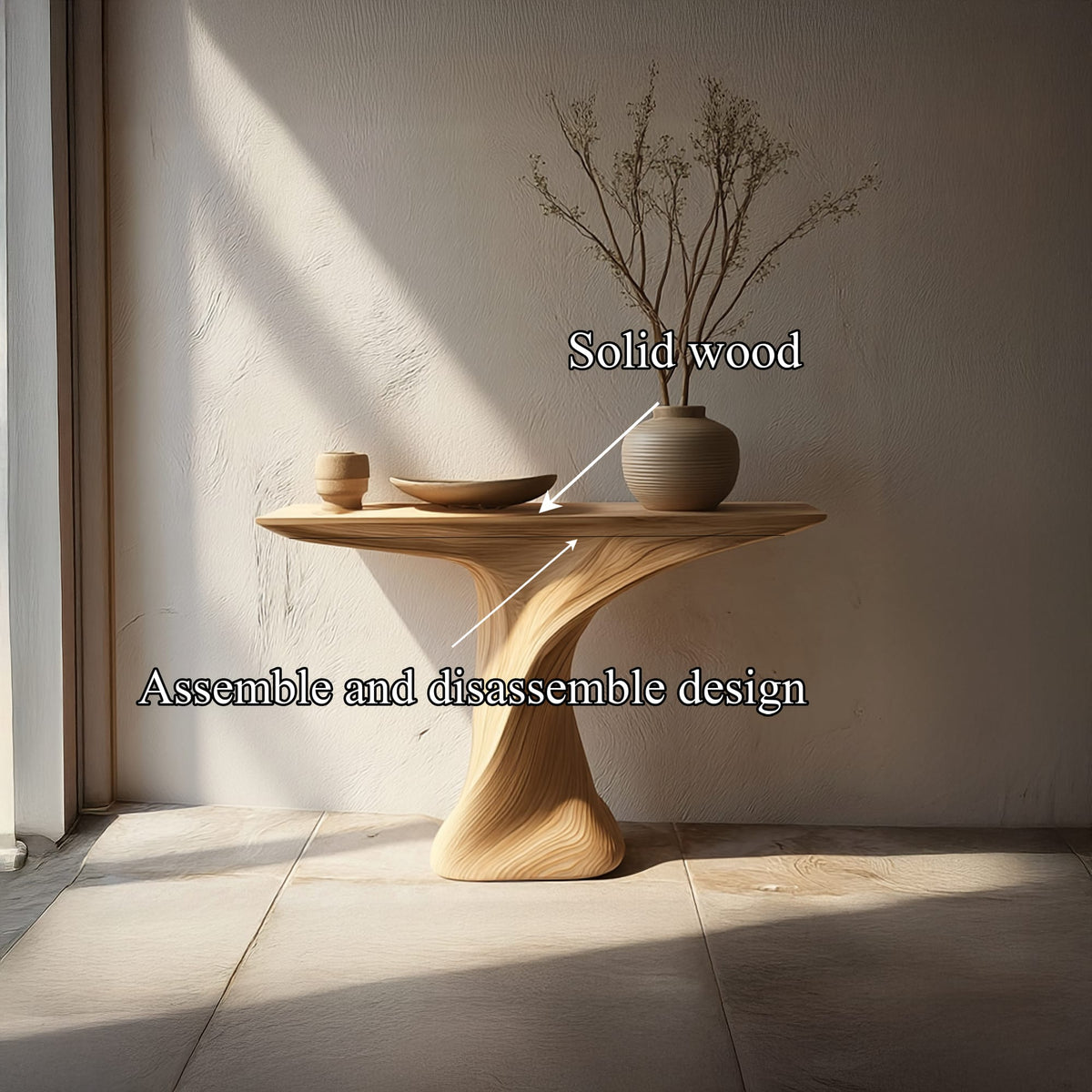 Mid Century Solid Hallway Console Table
