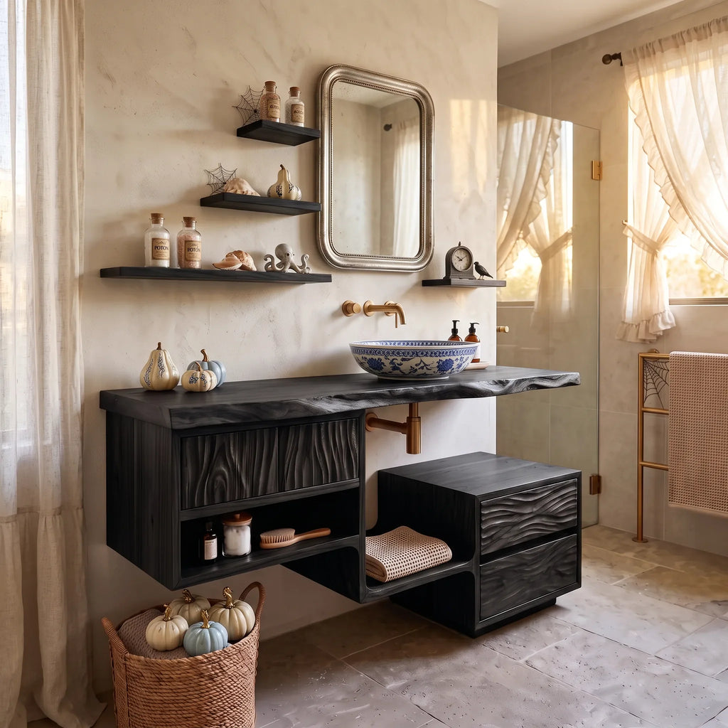 Mid Century Bathroom Vanity Modern Ensuite, solid wood, built to order