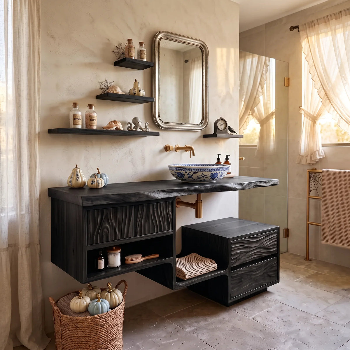 Mid Century Bathroom Vanity Modern Ensuite, solid wood, built to order