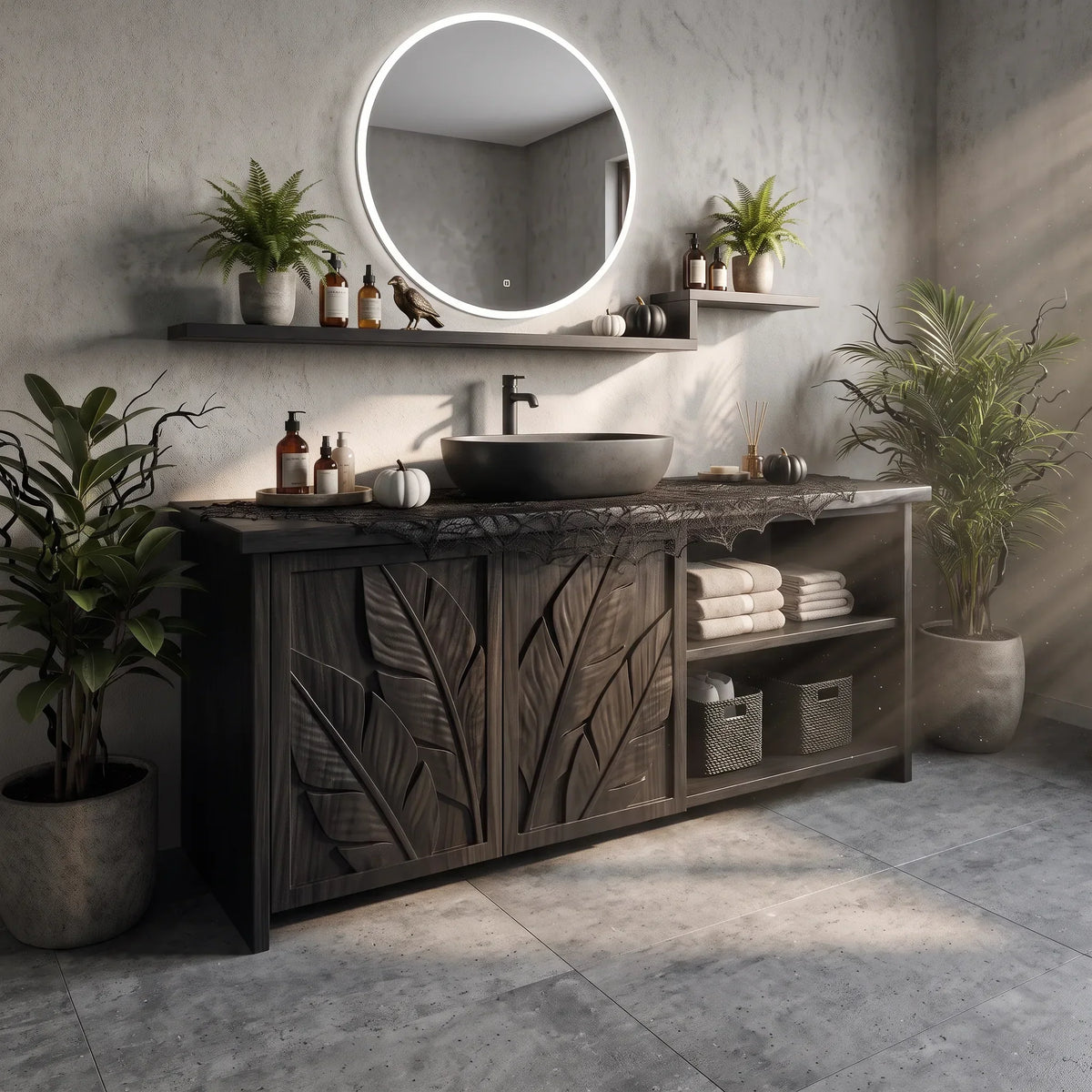 Handcrafted Bathroom Vanity Wellness Suite, solid wood, built to order
