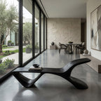 Organic Modern Curved Bench, solid wood, built to order