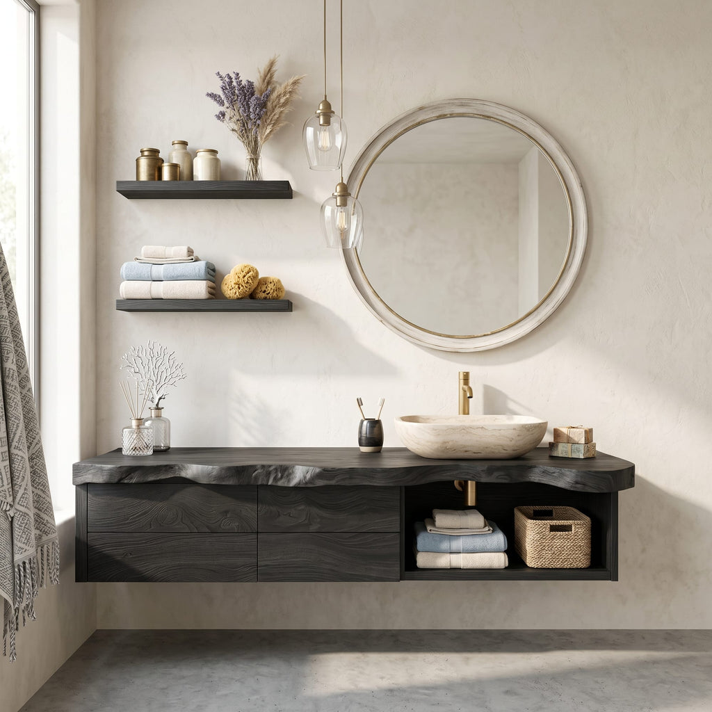 Handcrafted Live Edge Vanity, solid wood, built to order