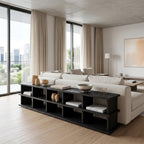 Modern Long Wooden Bookshelf for Living Room Storage, solid wood bookcase