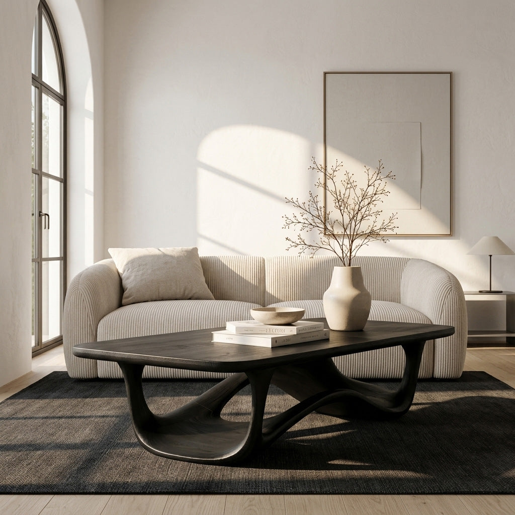Contemporary Sculptural Coffee Table, solid wood, built to order, view 4
