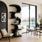 Modern Curved Bookshelf, solid wood, built to order