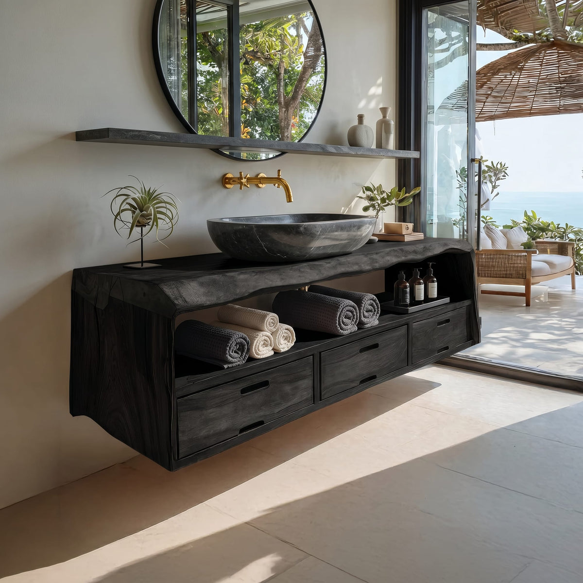 Farmhouse Floating Vanity, solid wood, built to order