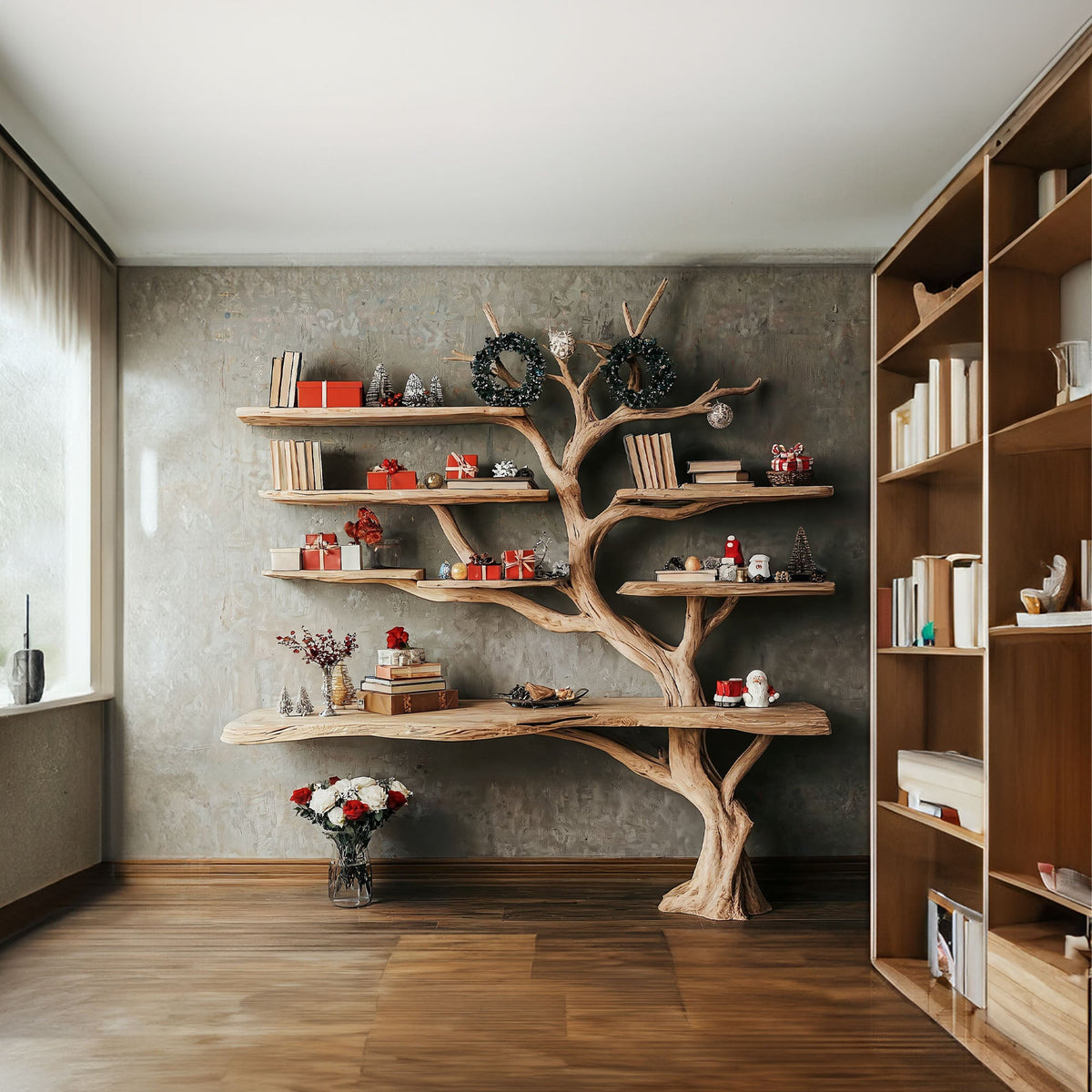 Tree Branch Shelf Driftwood Bookshelf Decor, solid wood, built to order