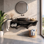 Mid Century Live Edge Floating Vanity Bathroom Decor, solid wood, built to order
