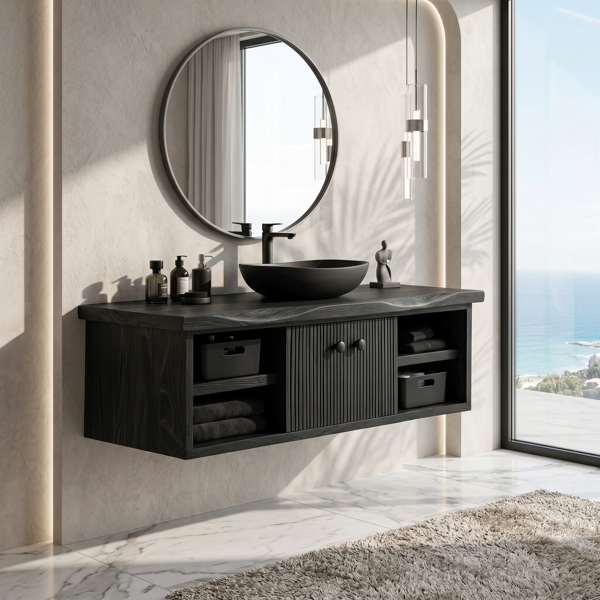 Minimalist Vanity Cabinet Bright Bathroom, solid wood, built to order, view 4