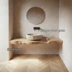 Rustic Bathroom Vanity Shelf Thick Slab Bathroom Style, solid wood, built to order