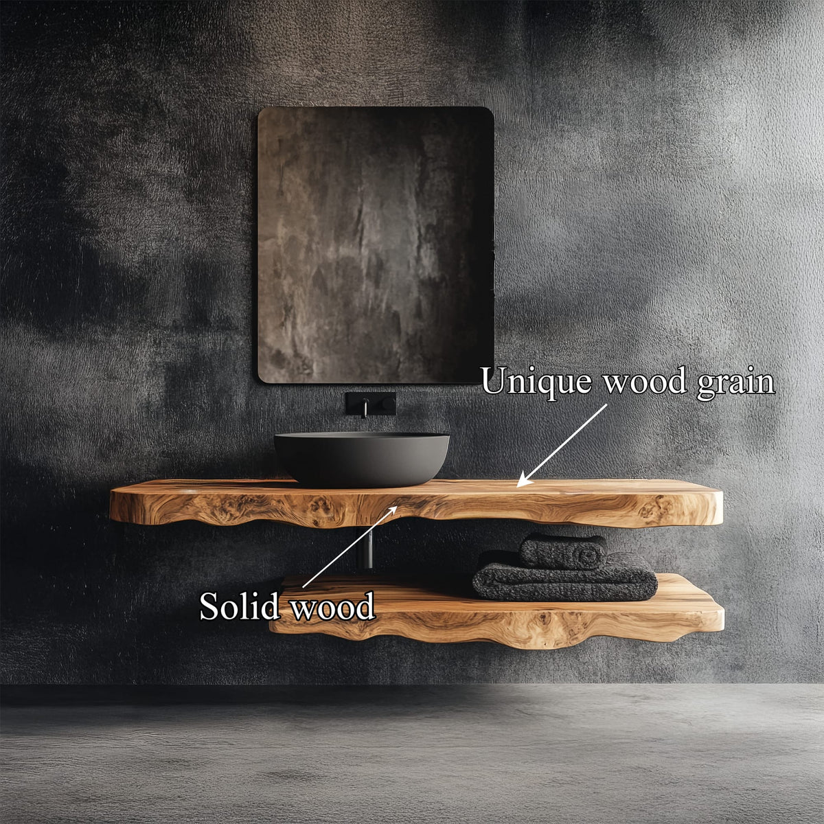Rustic Bathroom Vanity Shelf Bathroom Accent, solid wood, built to order