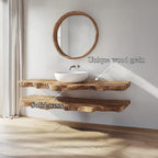 Mid Century Bathroom Vanity Shelf Elegant Wood Bathroom Look, solid wood, built to order