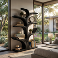 Bookshelf Sculptural Curved Design, solid wood, built to order, view 4