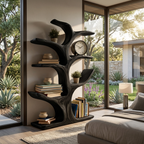 Bookshelf Sculptural Curved Design, solid wood, built to order, view 4