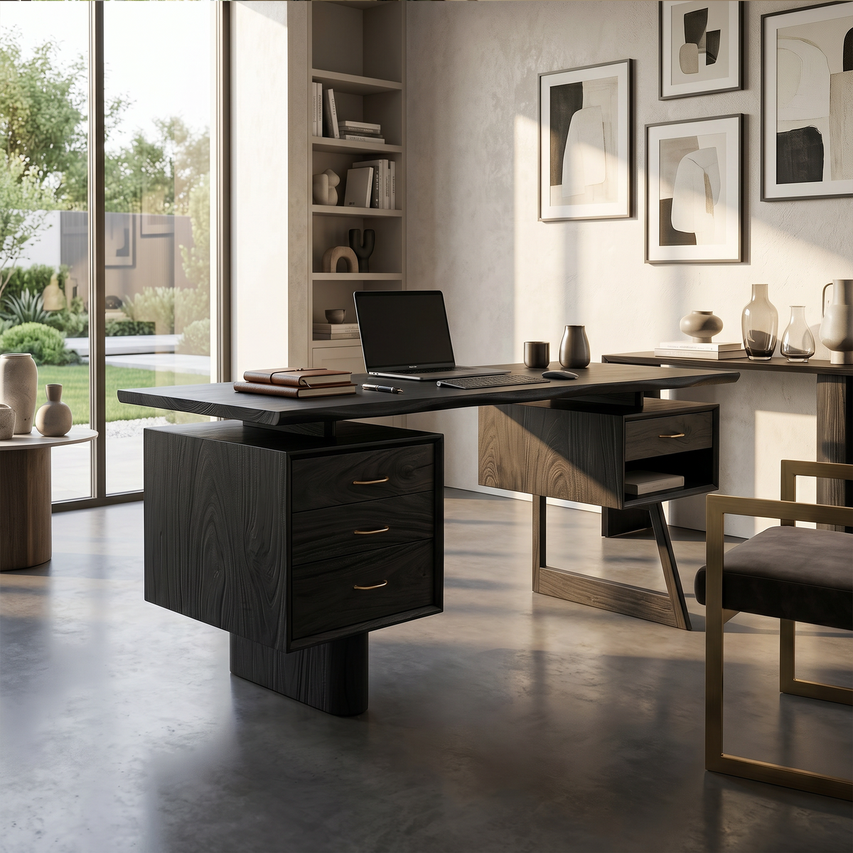 Minimalist Executive Desk Home Workspace, solid wood, built to order, view 4