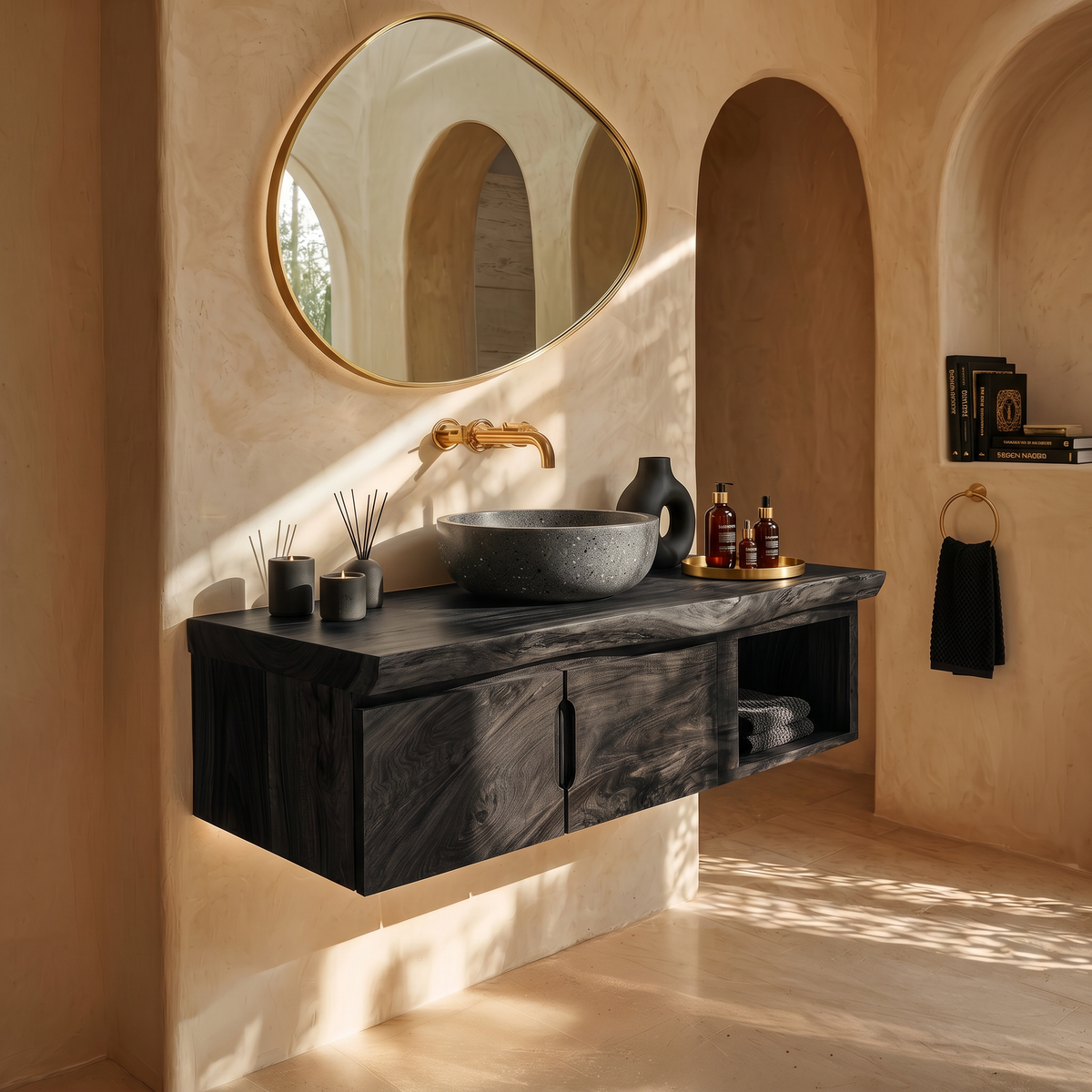 Organic Storage Bathroom Cabinet Modern Ensuite, solid wood, built to order, view 4