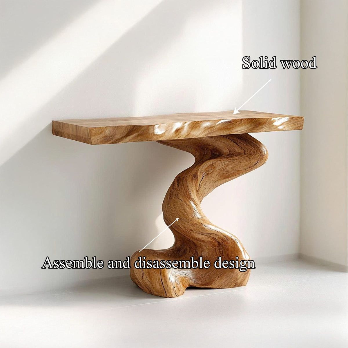 Mid Century Sculptural Slab Console Table