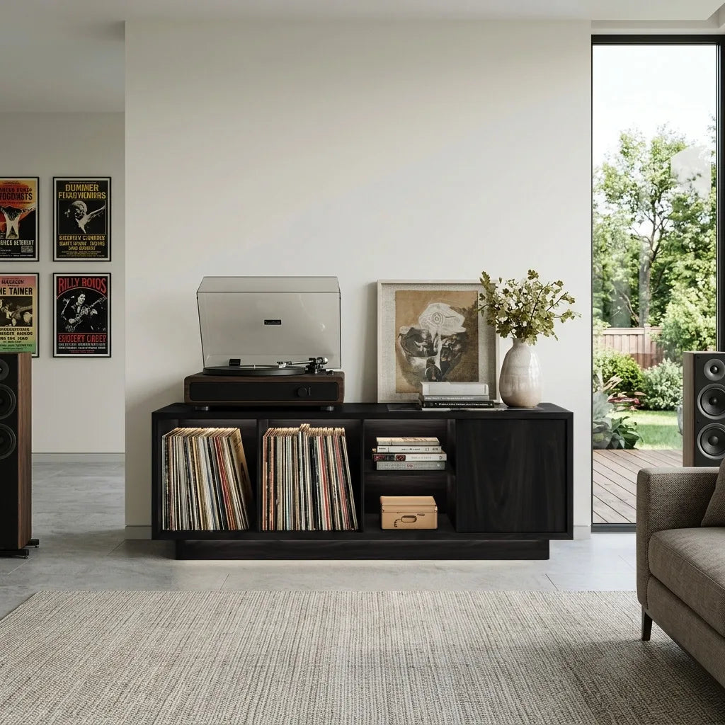 Minimalist Record Player Cabinet, solid wood, built to order, view 4