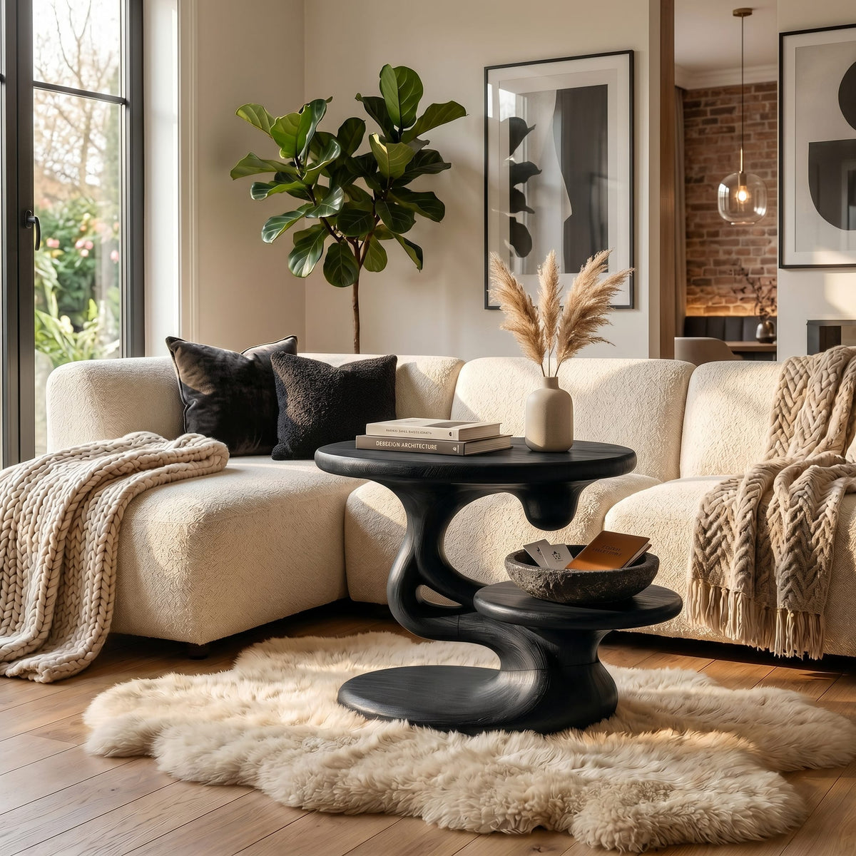 Contemporary Floating Side Table Mountain Retreat, solid wood, built to order