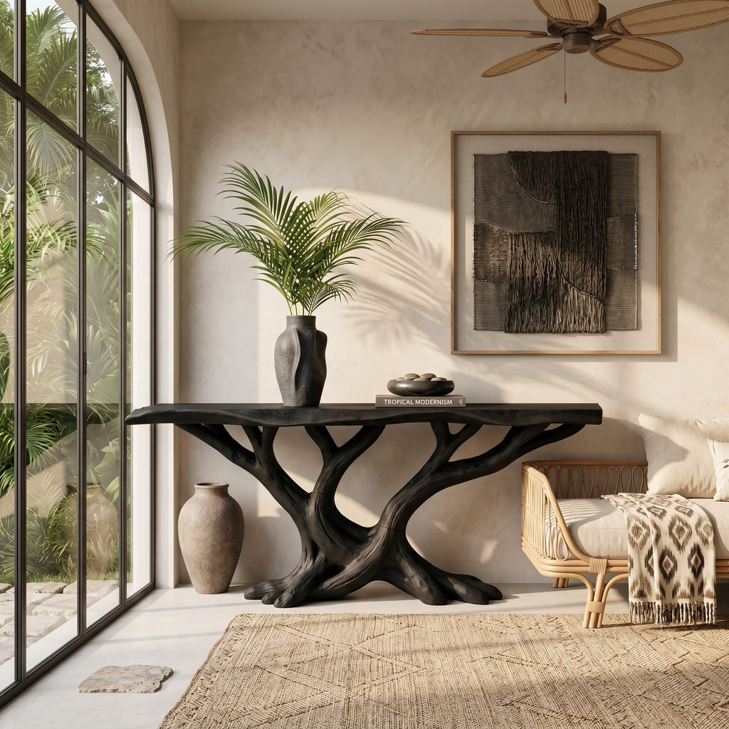 Organic Twisted Wood Console Table Hallway, solid wood, built to order