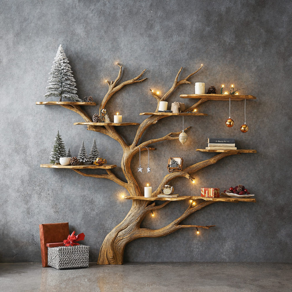 Tree Branch Montessori Bookshelf Mid Century Bookcase Home Decor, solid wood, built to order