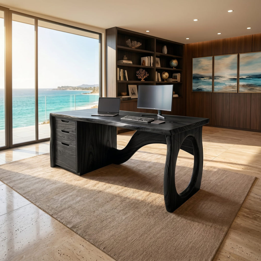 Contemporary Executive Desk Designer Workspace, solid wood, built to order