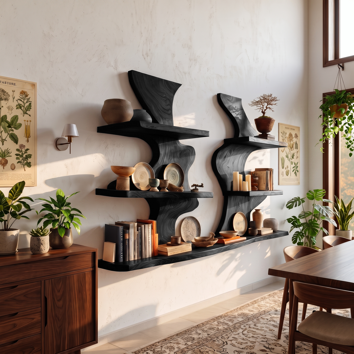 Organic Modern Decorative Wall Shelves, solid wood, built to order, view 4