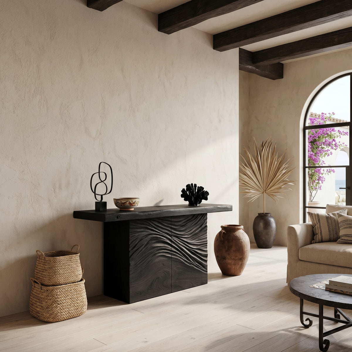 Minimalist Organic Edge Accent Table, solid wood, built to order