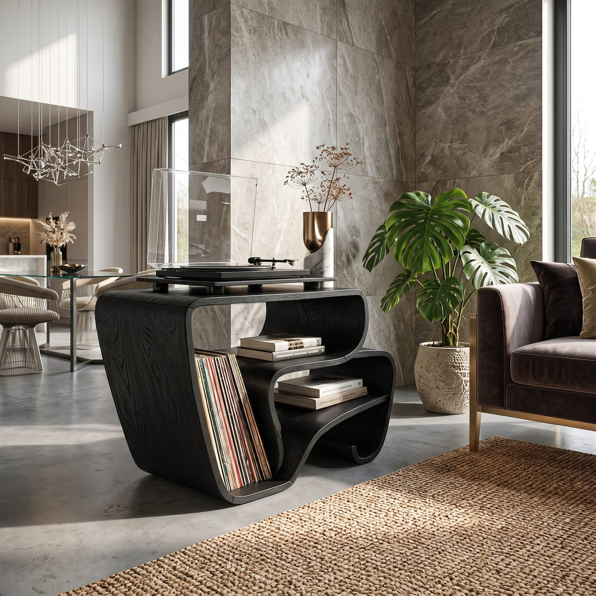 Curved Modern Record Stand