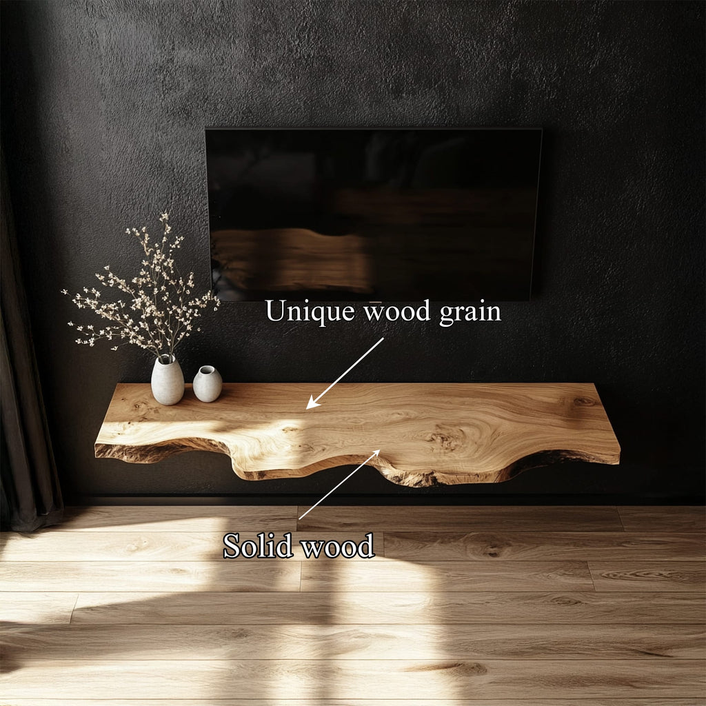 Handcrafted Floating TV Bench Living Room Decor, solid wood, built to order