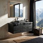 Minimalist Double Sink Vanity Garden Bathroom, solid wood, built to order, view 4