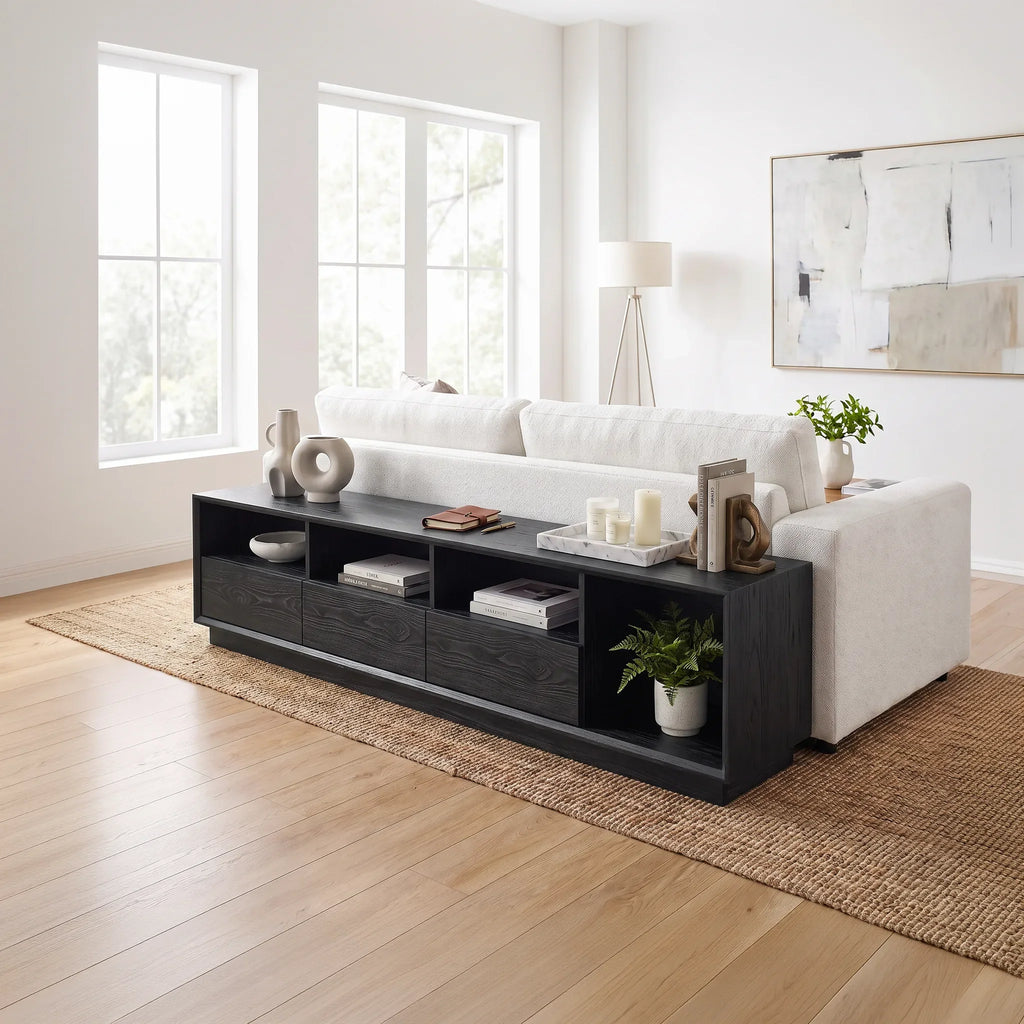 Minimalist Long Console Table, solid wood, built to order, view 4