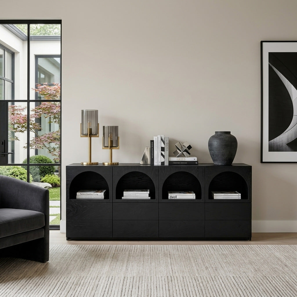 Arched Niche Wooden Sideboard, solid wood, built to order, view 3
