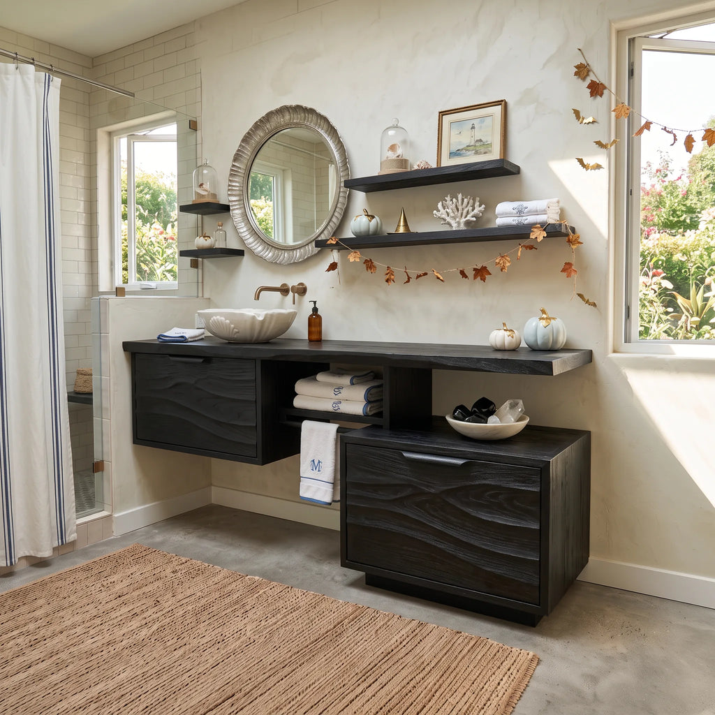 Mid Century Bathroom Vanity Ensuite, solid wood, built to order