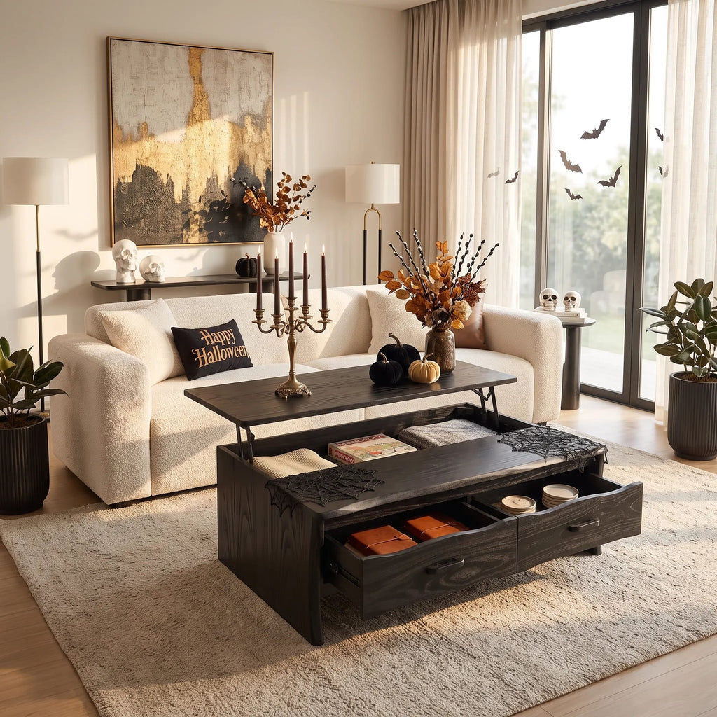 Contemporary Lift Top Coffee Table City Apartment, solid wood, built to order