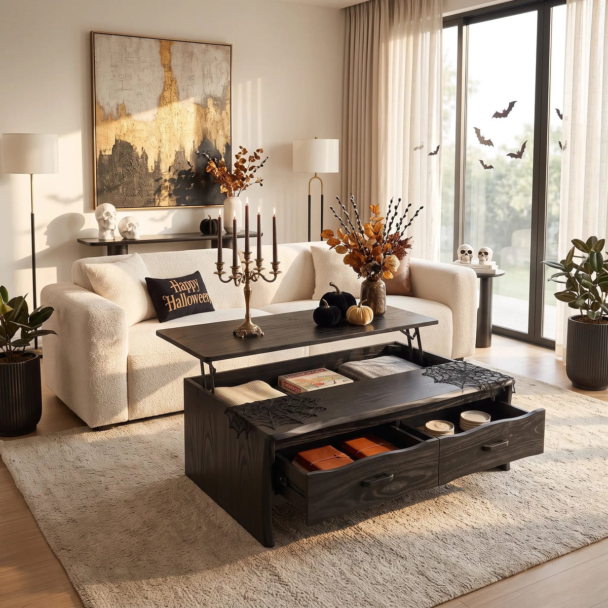 Contemporary Lift Top Coffee Table City Apartment, solid wood, built to order