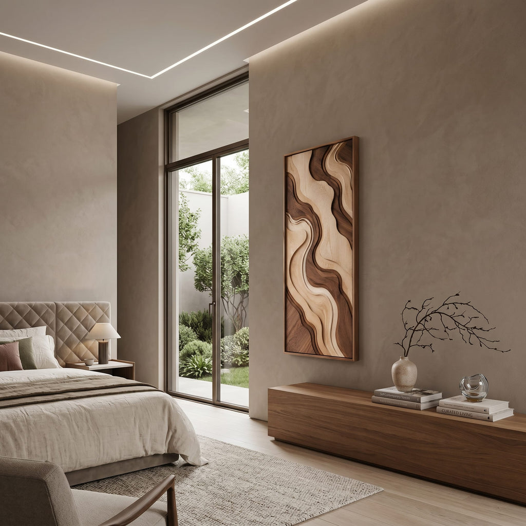 Contemporary Curved Line Wall Art, solid wood, built to order